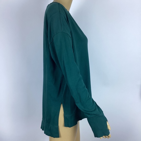 Sweaty Betty After Class Crew Sweatshirt Long Short Pullover Top Dark Green - Picture 2 of 3